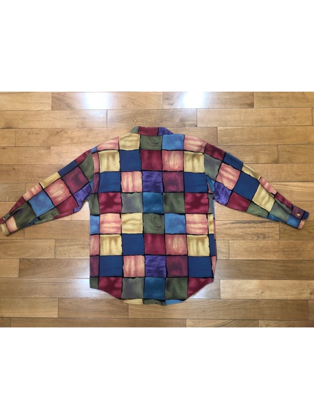 Vintage Le Caviar 80s 90s Abstract Geometric Color Block Blouse Size Small Artsy - Picture 8 of 10